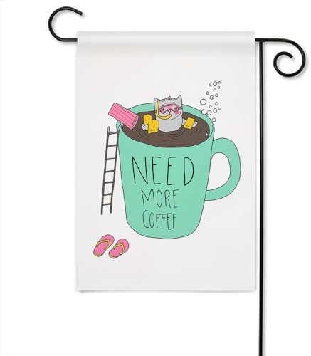 Moslion Cat Garden Flag 12.5x18 Inch Cute Funny Animal Kitten Swimming in Coffee Mug Ladder Bubble Yard Flag Burlap Banners Vertical Double Sided for Farm House Outside by Moslion