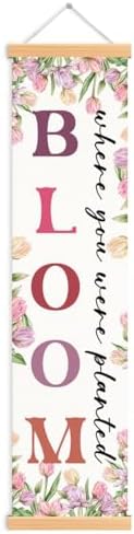 Summer Hanging Door Banner, Bloom Where You Are Planted Porch Banner, Rustic Seasonal Banners for Front Door Indoor Outdoor Decor, Inspirational Party Decorations for Farmhouse Yard Home by Unknown