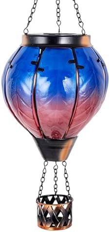 Gradient Solar Hot Air Balloon Lantern with Flickering Flame by YELENEW