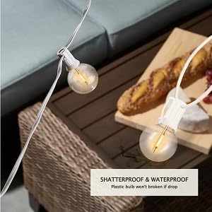 400FT White String Lights for Outside with 200+8 Extral LED G40 Bulbs Globe String Lights White Cord for Patio Pergola Gazebo Wedding Decoration, 4 x 100FT Connectable - Image 3