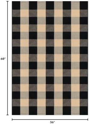 KOZYFLY Buffalo Plaid Area Rugs 3x5 Ft Brown and Black Checkered Rug - Image 2