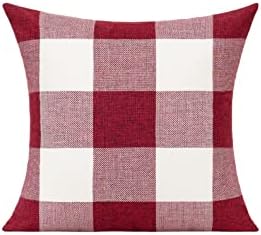 VAKADO 20x20 Pack of 2 Farmhouse Retro Check Plaids Throw Pillow Covers Christmas Valentine Decorative Buffalo Rustic Cushion Cases for Sofa Bed Couch, Red White - Image 2