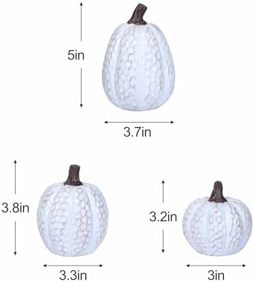 Pumpkin Fall Decor Indoor Fall Pumpkin Decorations 3Pcs Pumpkins Decor Thanksgiving Table Centerpiece Artificial Pumpkins Figurines for Autumn Harvest Home Decor Shelf Accent Decorating (Wood Grain) - Image 6