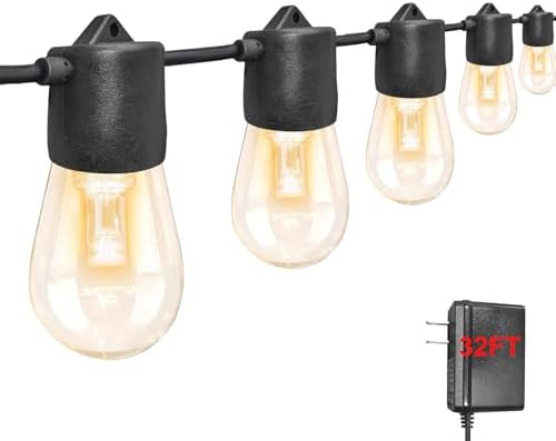 GANA 12V Low Voltage & Safe LED Outdoor String Lights,32FT 10 Shatterproof Bulbs, 2200K Warm White Pergola Lights for Your House's Pergola, Garden, Fence, Porch, and Balcony (32FT-96CRI) by GANA