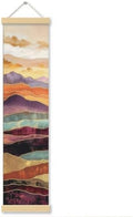 Abstract Mountain Porch Decor Banner, 31.5 x 7.8 Inch Canvas Hanging Banner with Wooden Rods, Colorful Landscape Wall Accent for Entryway, Living Room, Patio, Indoor Outdoor Display by Unknown