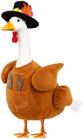 Thanksgiving Turkey Porch Goose Outfit with Cutlery for 23" Goose Statue by Unknown