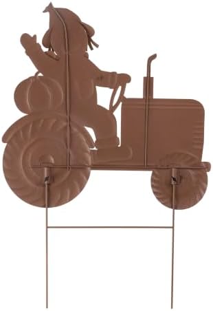 Glitzhome Fall Outdoor Decorations, 30"H Fall Scarecrow Tractor Yard Stake Decor, Happy Harvest Thanksgiving Outdoor Decorations,Metal Tractor Pumpkin Sign Decoration for Lawn Pathway Front Door Porch - Image 5