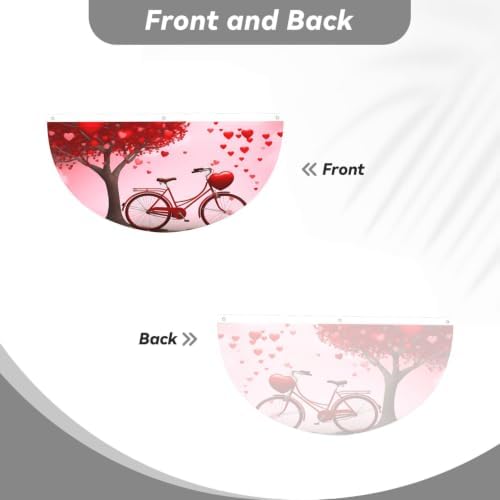 Love Heart Bicycle Semicircular Hanging Decorative Bunting Flag 2pcs - Image 2