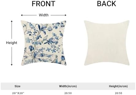 CXMEIFLY Navy Blue Spring Floral Pillow Covers 20 x 20 Inch Set of 2 for Chinoiserie Flowers Bird Decor Throw Pillows Vintage Plant Outdoor Decorative Cushion Cases for Couch Bed Decorations - Image 5