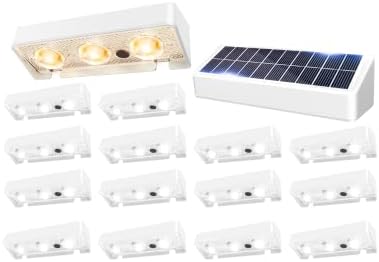 JOFIOS Solar Fence Lights 16 Pack, Warm White, Cool White and RGB Color Glow LED Solar Light, IP65 Waterproof Fence Lights Solar Powered for Patio, Backyard, Railing, Deck and Wall by JOFIOS