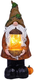 Topadorn Fall Decor Lighted Gnome with LED Acorn Jar, Resin Harvest Decor by Topadorn