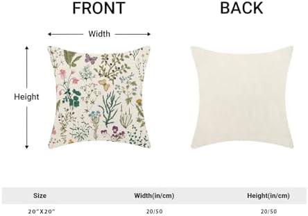 CXMEIFLY Spring Pillow Covers 20 x 20 Inch Set of 2 Vintage Sage Green Teal Wild Flowers Decor Throw Pillows Leaves Plant Outdoor Farmhouse Decorative Cushion Cases for Couch Bed Sofa Decoration - Image 5