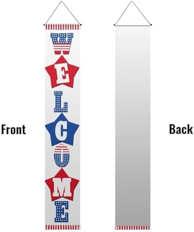 doginthehole 2 Pcs 4th of July Door Banners for Outside Welcome Porch Sign Home Decorations Memorial Day Banner Decorations Patriotic Independence Day Hanging Banner for Party Door Outdoor - Image 3
