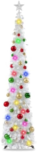 N&T NIETING Pop Up Christmas Tree with Lights & Ornaments, 6FT, White by NTNIETING