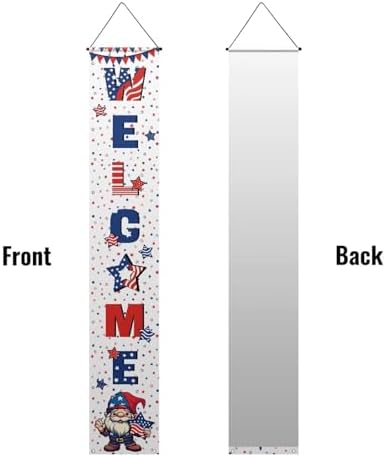 doginthehole 4th of July Decorations 2pcs Hanging American Flag Banners Porch Sign, 12"x71" Patriotic Decorations Banners for Memorial Day Veterans Day - Image 3