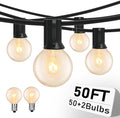 50FT String Lights, G40 Outdoor String Lights Edison Light Bulbs Clear Globe Lights for Backyard Patio Lights Indoor/Outdoor Commercial Decoration -5 Watt/120 Voltage/E12 Base -Black Wire by Romasaty