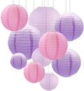 ZOOYOO 10Pcs Paper Lanterns,Pink Purple Round Hanging Tissue Paper Lanterns Decorations for Birthday,Wedding,Baby Shower,Theme Party Garden Home Decor by ZOOYOO
