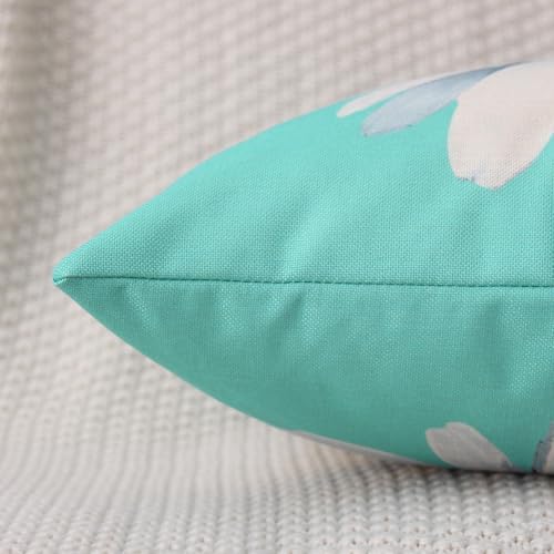 Spring Summer Outdoor Waterproof Pillow Covers 18 x 18 Inch Set of 2 Blue Daisy Flower Decorative Cushion Cases for Sofa Couch Garden Patio - Image 3