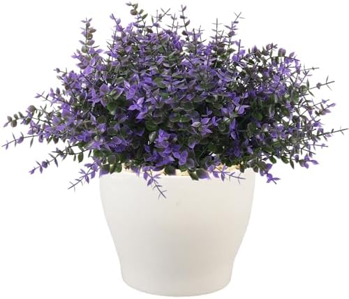 RECUTMS Fake Shrubs Flowers, 12Pcs Faux Outdoor Purple Plants UV Resistant by RECUTMS