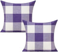 VAKADO Purple Outdoor Farmhouse Buffalo Plaids Decorative Throw Pillow Covers Retro Checked Square Cushion Cases Classic Coffee Check Home Decor for Couch Sofa Patio 22x22 Inch Pack of 2 by VAKADO