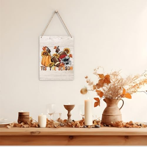 FREHVN Fall Decorations for Home Office Front Door Decor Signs, Fall Sign, Fall Decor, Fall Theme Pumpkin Football Sunflowers Sign, Autumn Wall Hanging Decor 8 X 10 Inch - Image 4