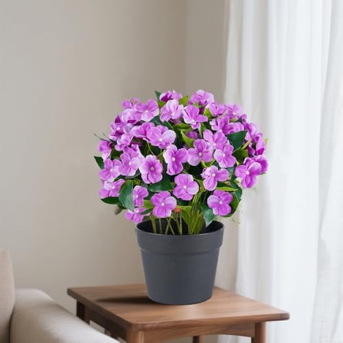 Artificial Impatiens Flowers in Pot for Outdoor 14 Inch Fake Plants - Image 6