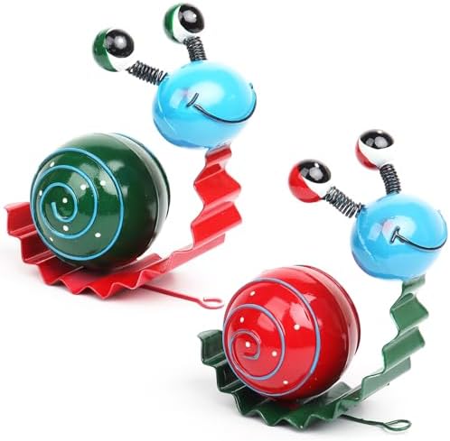 Cruis Cuka Metal Garden Decor Cute Snail Yard Art Outdoor Lawn Patio Ornament Fence Decorations for Outside - Set of 2(Red,Green) by CruisCuka