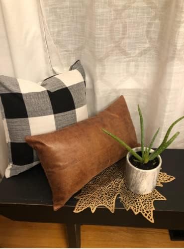 VAKADO Black White Buffalo Plaids Decorative Throw Pillow Covers Outdoor Fall Farmhouse Retro Boho Square Cushion Cases Halloween Home Decor Classic Rustic Check for Porch Couch Patio 24x24 Set of 2 - Image 6