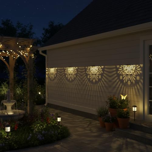 4 Pack Solar Fence Lights Outdoor Wall Lights Plastic Solar Powered Deck Step Stair Lights Mandala Theme Waterproof Fence Solar Light for Garden Post Patio Yard Decor, Gardening Gifts for Women Mom - Image 5