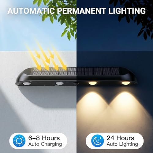 11.81inch Solar Fence Lights Outdoor Waterproof, 3-Mode (3000K/4000K/6000K),4 LED with Upgraded High-Efficiency Solar Panel & Wide Beam for Backyard/Patio/Deck/Step/Home Improvement(4 Pack) - Image 7