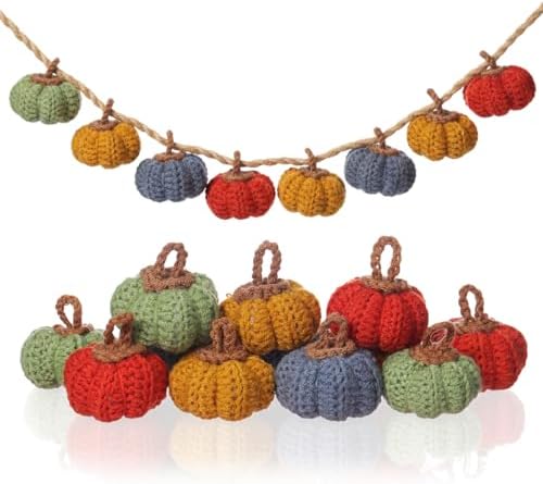 Remagr 20 Pcs Knit Pumpkins Fall Decor 2 Inch Thanksgiving, Green - Image 2