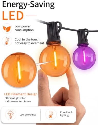 Abeja Halloween G40 LED String Light, Orange Purple Lights Outdoor - Image 2