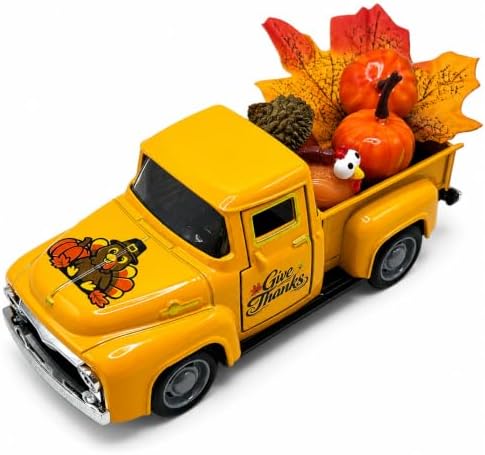 Thanksgiving Vintage Metal Truck Decor, 5.7 Inch Turkey Decor, Fall Decorations for Home, Turkey Decorations Farmhouse Thanksgiving Table Centerpiece for Dining Room, Mantel, Shelf, Kitchen by YIPRONS