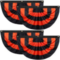 Newwiee 4 Pcs 4 x 2 ft Halloween Flag Bunting Half Fan Hanging Pleated Flag Banner with 3 Grommets for Halloween Indoor Outdoor House Holiday Yard Decorations Party Props, Black Orange by Newwiee