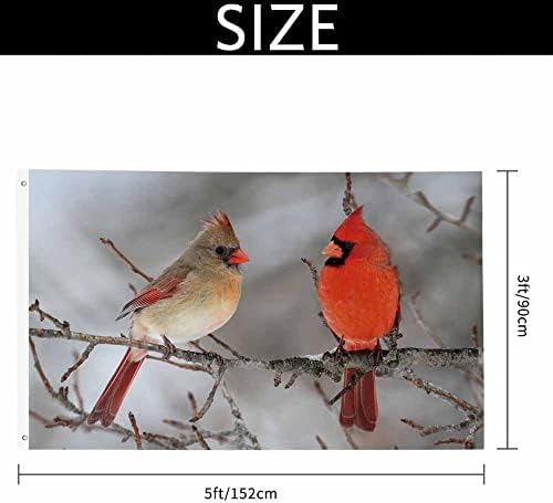 Yekiua Northern Cardinal Pair Flag 3X5 Outdoor Birds In Winter Snowy Tree Wildlife Animal Seasonal Double Sided Flags All Weather Long Lasting With 2 Brass Grommets - Image 2