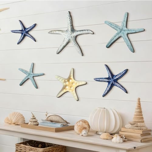CroBlissful 6 Pcs Summer Beach Wall Decor Beach Starfish Wall Art - Image 4