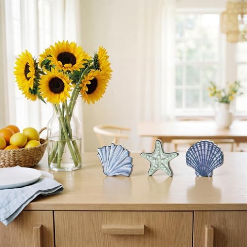Smile 3 Pcs Wooden Decor Summer Indoor Decorations, Sea Style, Shell Starfish Summer Table Centerpieces for Home Kitchen Seasonal Display - Image 6