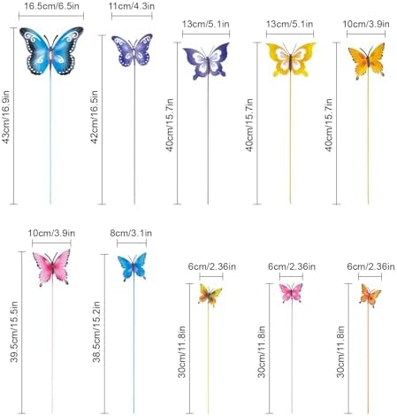 hogardeck Garden Decor for Outside, Set of 10 Metal Butterfly Decorative Garden Stakes for Spring Decor, Yard Art Garden Decorations for Outdoor Lawn Pathway Patio - Image 3