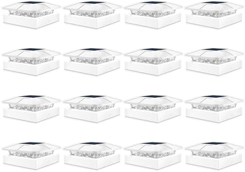 Peasur 16 Packs 4x4 White Solar Post Cap Lights Outdoor with 3 Modes by Peasur