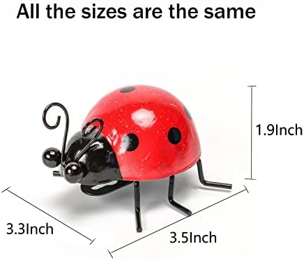 Cruis Cuka Metal Garden Decor for Outside Cute Ladybugs Yard Art Lawn Ornaments Wall Sculptures & Statues Outdoor Fence Decorations for Patio - Set of 4 - Image 3