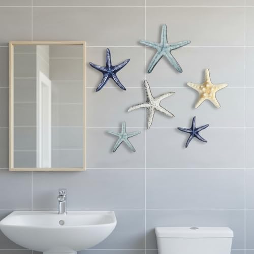 CroBlissful 6 Pcs Summer Beach Wall Decor Beach Starfish Wall Art - Image 5