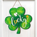 Boao St. Patrick's Day Shamrock Door Hanger Welcome Wooden Hanging Sign by Boao