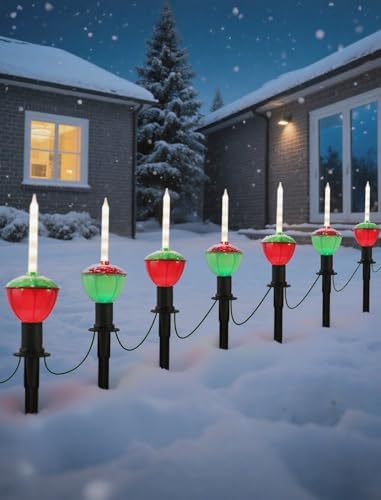 11.5FT Christmas Pathway Lights, 7PK LED Bubble Yard Stake Lights - Image 3