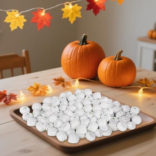 winemana 80Pcs Mini Pumpkins for Crafts, Fall Decorations for Home, White - Image 5