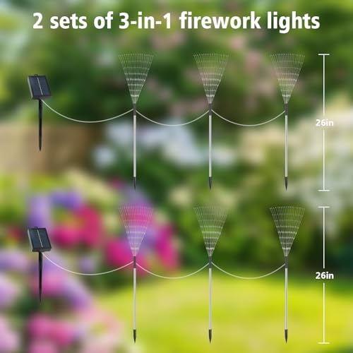 echosari Solar Garden Lights 6 Pack 720 LED Timer(Warm White) - Image 3