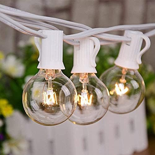 100Ft G40 Outdoor String Lights Patio Lights with 100 Edison Globe Bulbs, Connectable Outdoor String Lights Waterproof UL Listed for Indoor Porch Party Wedding Deck Balcony Wedding Party Decor- White by Goothy