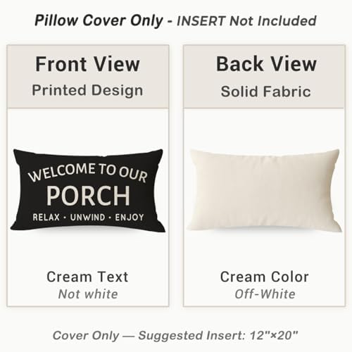 Outdoor Decorative Throw Pillow Covers 12x20 Inch Set of 2, Black - Image 4