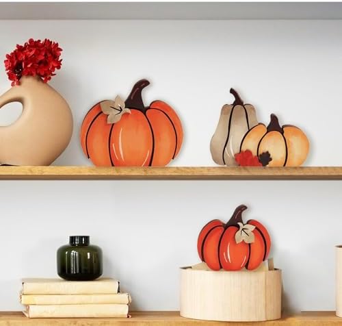 3PCS Wooden Pumpkin Set, Fall Decor Thanksgiving Table Centerpiece - Image 5