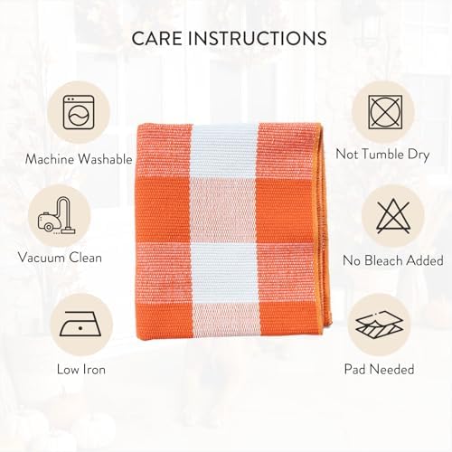 Uphome Bufflo Plaid Outdoor Rug 3'x5', Fall Decor Checkered Front Door Mat, Indoor Outdoor Farmhouse Porch Rug for Layered Door Mats, Washable Halloween White/Orange Area Rugs for Patio Entryway - Image 4