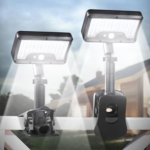 Clip On Solar Motion Lights Outdoor,360°Rotatable Fence Lights(2Pack,6000K) by SunlightEncounter